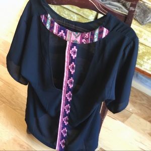 Black Blouse with Tribal Print